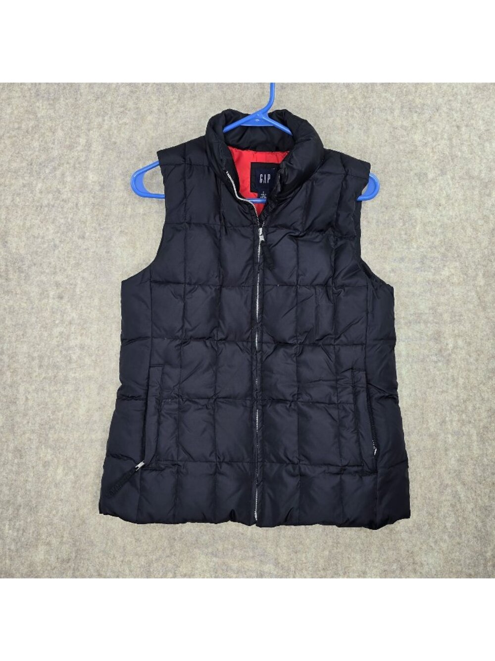 Gap Womens Puffer Vest Black & Red Size S Nylon & Down Zip Closure Quilted Style